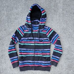 Roxy Spruce Snowboard Hoodie Black Multicolor Zip Up Jacket Womens Size Medium